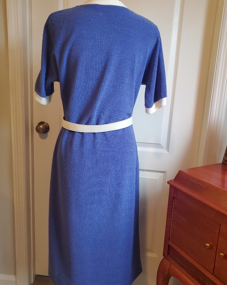 VTG LESLIE FAY ORIGINAL TERRY CLOTH DRESS PURPLE - Picture 2 of 8